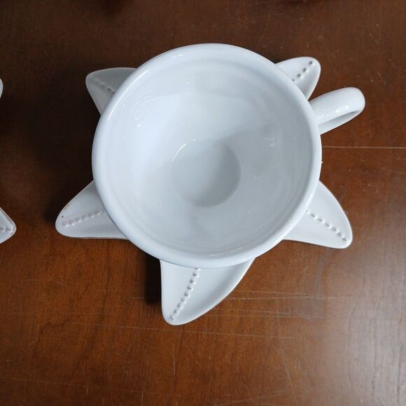 Blue Sky 2007 Majolica Starfish Sea Shell Coffee Tea Cups & Saucers Set Of 4 - Picture 5 of 10